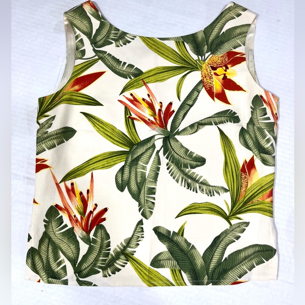 TOMMY BAHAMA TROPICAL SILK SLEEVELESS CROP TOP
